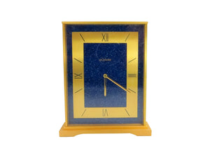 edgebrookhouse - Vintage 1960s Jaeger LeCoultre Art Deco Lapis Lazuli and Brushed Brass Table Clock