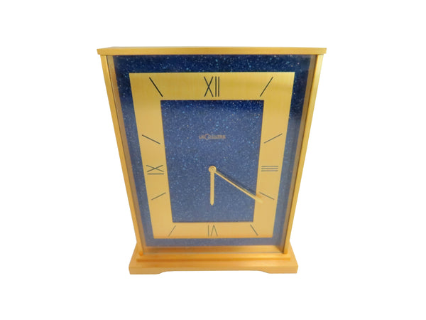 edgebrookhouse - Vintage 1960s Jaeger LeCoultre Art Deco Lapis Lazuli and Brushed Brass Table Clock