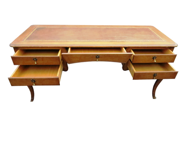 edgebrookhouse - Vintage 1960s Louis XV French Provincial Style Writing Table Bureau Plat Desk