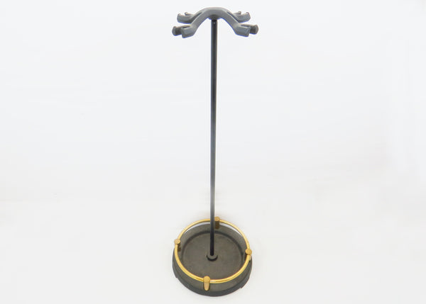 edgebrookhouse - Vintage 1960s Pilgrim Brass and Iron Fireplace Tool Set on Round Stand- 5 Pieces