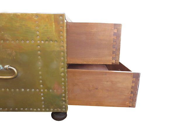 edgebrookhouse - Vintage 1960s Sarreid Spain Brass and Copper Trunk or Low Chest of Drawers