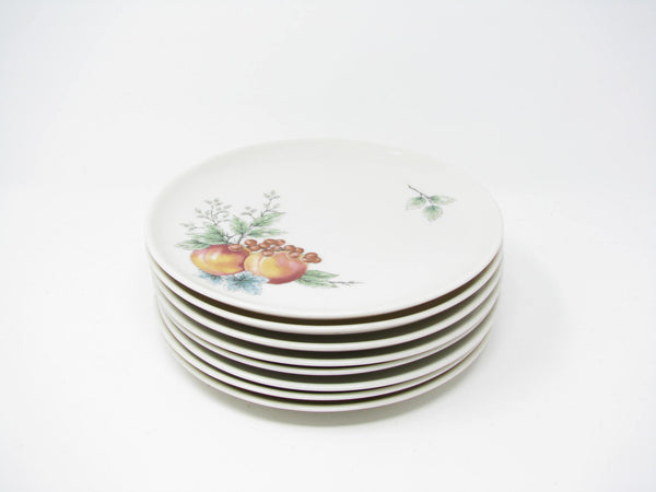 edgebrookhouse - Vintage 1960s Syracuse Carefree Wayside Salad Plates with Orchard Fruit Pattern - 8 Pieces