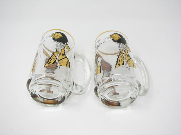 edgebrookhouse - Vintage 1970 Ronald Searle How to Make a Beaver Hat Glass Mugs or Steins for Hudson Bay Company (HBC) - 2 Pieces