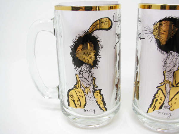 edgebrookhouse - Vintage 1970 Ronald Searle How to Make a Beaver Hat Glass Mugs or Steins for Hudson Bay Company (HBC) - 2 Pieces