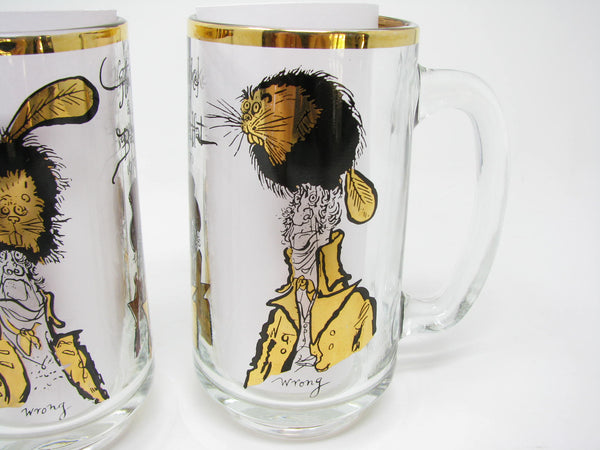 edgebrookhouse - Vintage 1970 Ronald Searle How to Make a Beaver Hat Glass Mugs or Steins for Hudson Bay Company (HBC) - 2 Pieces