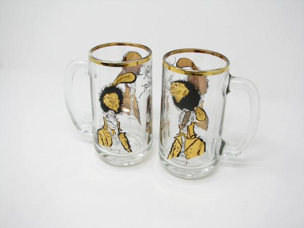 edgebrookhouse - Vintage 1970 Ronald Searle How to Make a Beaver Hat Glass Mugs or Steins for Hudson Bay Company (HBC) - 2 Pieces