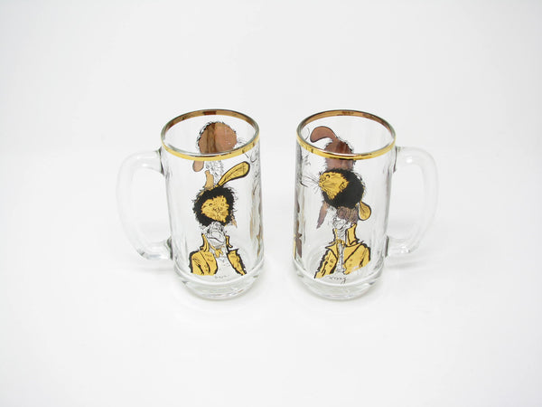 edgebrookhouse - Vintage 1970 Ronald Searle How to Make a Beaver Hat Glass Mugs or Steins for Hudson Bay Company (HBC) - 2 Pieces