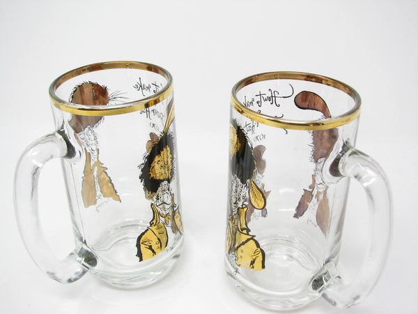 edgebrookhouse - Vintage 1970 Ronald Searle How to Make a Beaver Hat Glass Mugs or Steins for Hudson Bay Company (HBC) - 2 Pieces