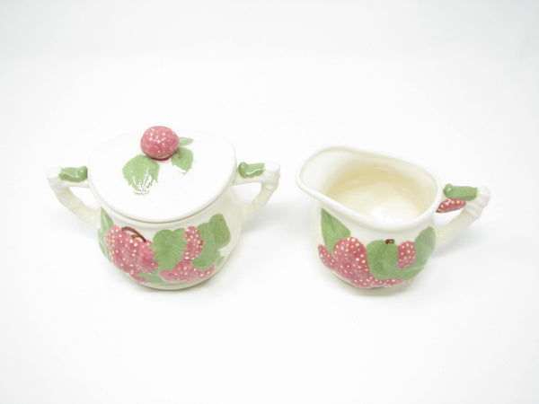 edgebrookhouse - Vintage 1970s Atlantic Mold Hand-Painted Ceramic Tea Set with Rasberry Majolica Style Design - 20 Pieces