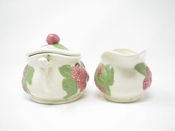 edgebrookhouse - Vintage 1970s Atlantic Mold Hand-Painted Ceramic Tea Set with Rasberry Majolica Style Design - 20 Pieces