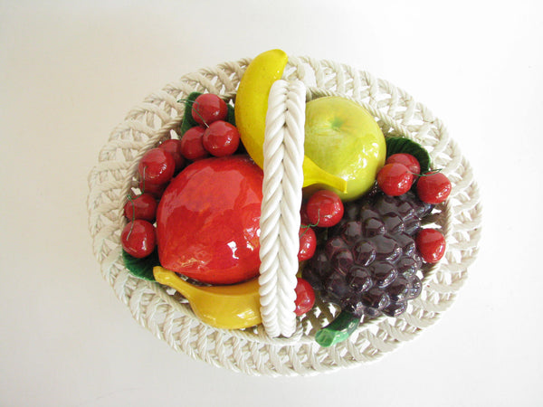 edgebrookhouse - Vintage 1970s Bassano Italy Ceramic Hand-Painted Fruit Basket