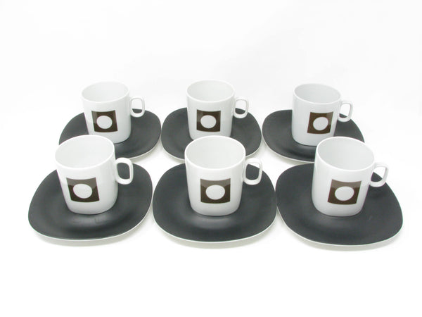 edgebrookhouse - Vintage 1970s Block Portugal Circle in the Square Porcelain Cups & Saucers - 6 Sets