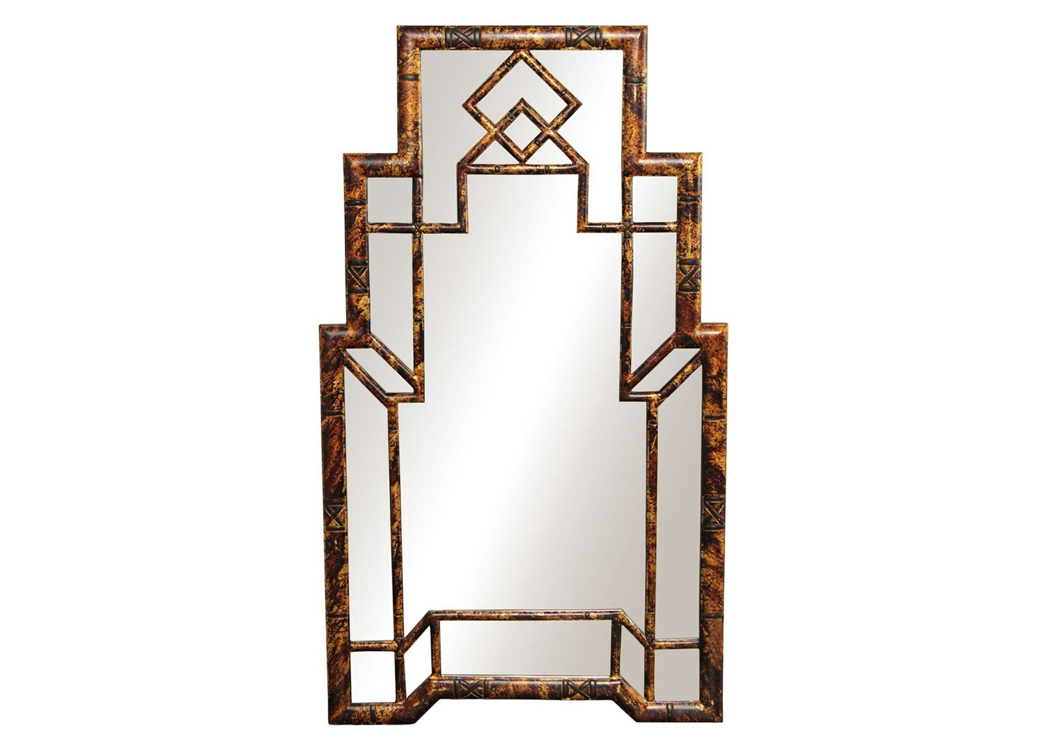 edgebrookhouse - Vintage 1970s Carol Canner Art Deco Inspired Faux Tortoiseshell Dynasty Mirror