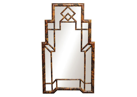 edgebrookhouse - Vintage 1970s Carol Canner Art Deco Inspired Faux Tortoiseshell Dynasty Mirror