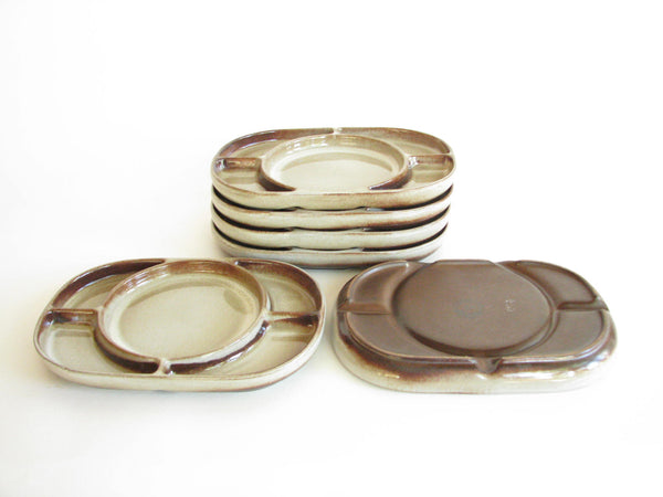 edgebrookhouse - Vintage 1970s Ceramano Germany Pottery Appetizer Plates or Platters - Set of 6