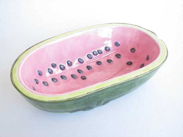 edgebrookhouse - Vintage 1970s Ceramic Watermelon Shaped Serving Bowl