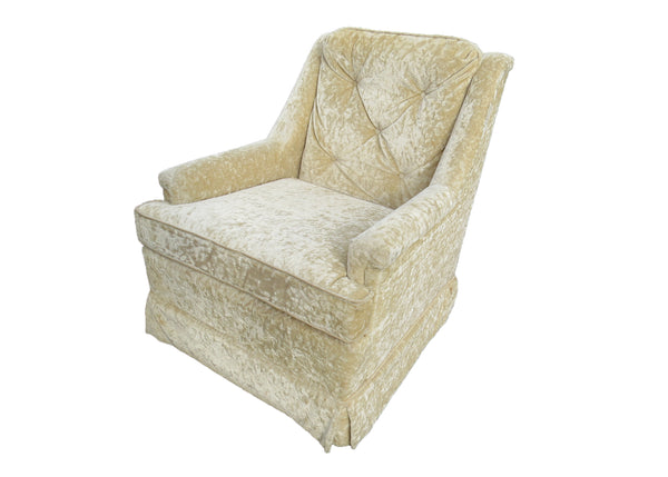 edgebrookhouse - Vintage 1970s Flexsteel Lounge Chair in Ivory Crushed Velvet
