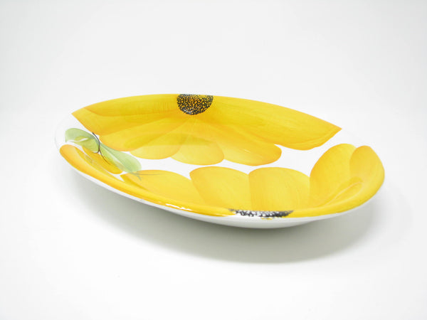 edgebrookhouse - Vintage 1970s Italian Ceramica Castellania Ceramic Oval Platter with Bright Yellow Floral Design