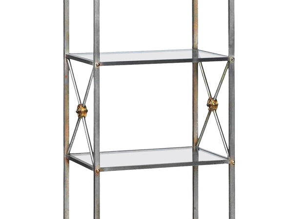 edgebrookhouse - Vintage 1970s Maison Jansen Neoclassic Solid Steel and Brass Six-Tier Etagere or Bookshelf