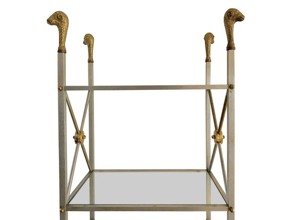 edgebrookhouse - Vintage 1970s Maison Jansen Neoclassic Solid Steel and Brass Six-Tier Etagere or Bookshelf
