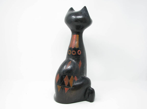 edgebrookhouse - Vintage 1970s Mexican Oaxacan Black Clay Pottery Cat Sculpture