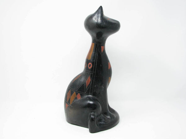 edgebrookhouse - Vintage 1970s Mexican Oaxacan Black Clay Pottery Cat Sculpture