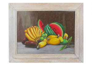 edgebrookhouse - Vintage 1970s Oil on Canvas Still Life Tropical Fruit - Artist Signed