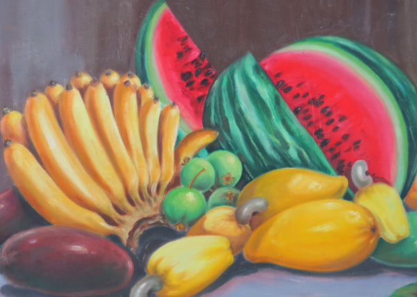 edgebrookhouse - Vintage 1970s Oil on Canvas Still Life Tropical Fruit - Artist Signed