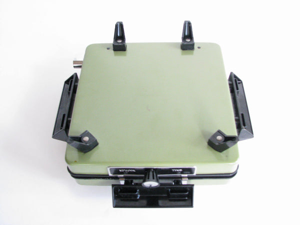 edgebrookhouse - Vintage 1970s Sears Roebuck Waffle Maker and Grill in Avocado Green with Herb Design