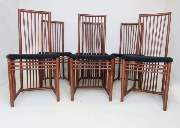 edgebrookhouse - Vintage 1980s A. Sibau Geometric Italian Lacquer Side Dining Chairs - Set of 7