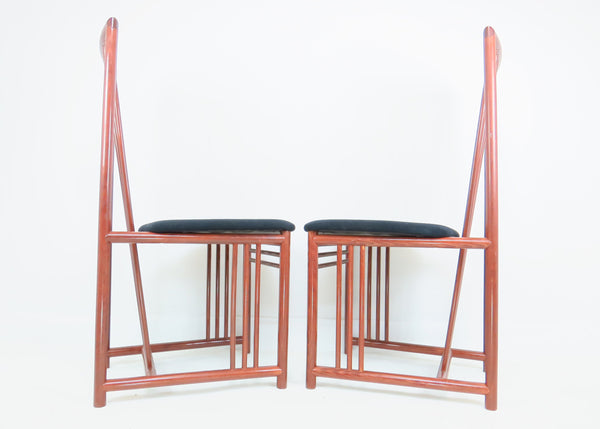 edgebrookhouse - Vintage 1980s A. Sibau Geometric Italian Lacquer Side Dining Chairs - Set of 13