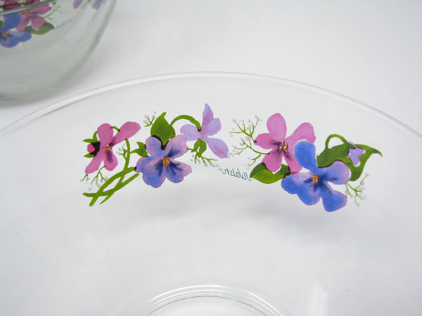 edgebrookhouse - Vintage 1980s Arcoroc France Wild Violets Glass Bowls - Set of 10