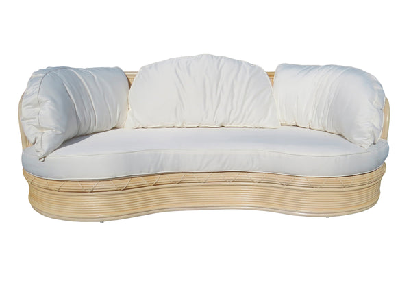 edgebrookhouse - Vintage 1980s Curved Pencil Reed Rattan Sofa in the Manner of Gabriella Crespi