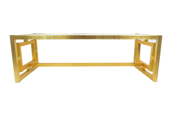 edgebrookhouse - Vintage 1980s Geometric Brushed Brass and Glass Coffee Table