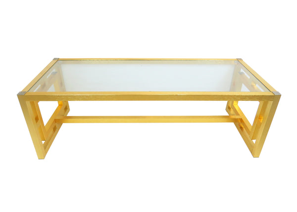 edgebrookhouse - Vintage 1980s Geometric Brushed Brass and Glass Coffee Table