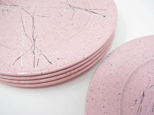 edgebrookhouse - Vintage 1980s Italian Pink Ceramic Dinner Plates with Spatter Vein Design - Set of 5