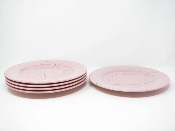 edgebrookhouse - Vintage 1980s Italian Pink Ceramic Dinner Plates with Spatter Vein Design - Set of 5