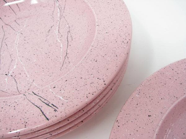 edgebrookhouse - Vintage 1980s Italian Pink Ceramic Rimmed Bowls with Spatter Vein Design - Set of 5