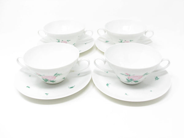 edgebrookhouse - Vintage 1980s Rosenthal Romance Rose Bouillon Cups & Saucers - Set of 4