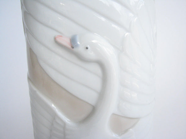 edgebrookhouse - Vintage 1980s Tall Ceramic Vase with Swan Design
