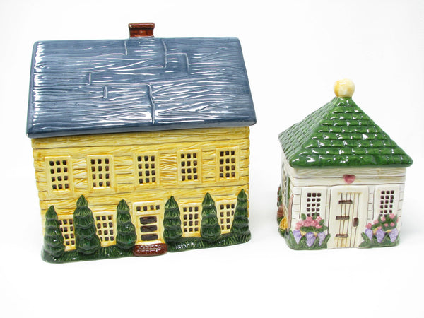 edgebrookhouse - Vintage 1990s Block Country Village Canister Set with House Stable Toolshed and Dog House- 4 Pieces