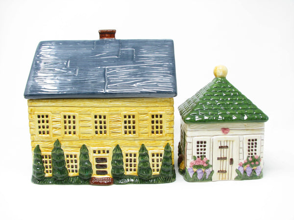 edgebrookhouse - Vintage 1990s Block Country Village Canister Set with House Stable Toolshed and Dog House- 4 Pieces
