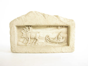 edgebrookhouse - Vintage 1990s Carruth Studio Hand Cast Stone Relief of Santa and Reindeer
