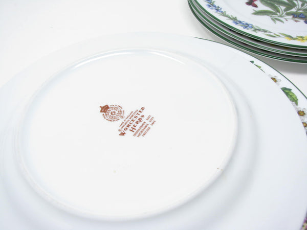 edgebrookhouse - Vintage 1990s Royal Worcester Herbs Sage Porcelain Salad Plates with Green Trim - 8 Pieces