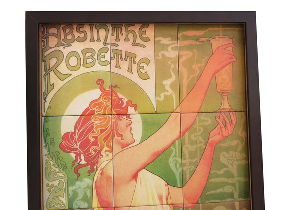 edgebrookhouse - Vintage Absinthe Robette French Spirit Advertising Sign on Tiles