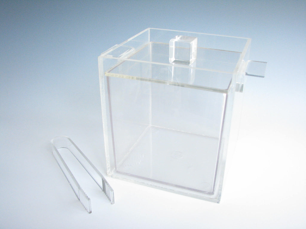 Vintage Acrylic Square Ice Bucket with Insert and Tongs – edgebrookhouse