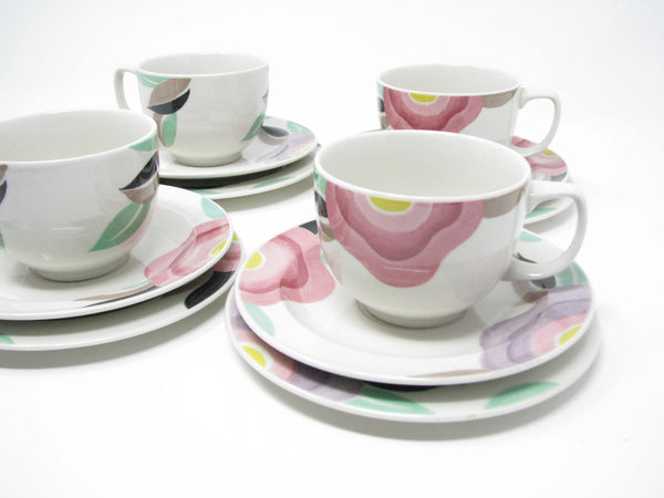 edgebrookhouse - Vintage Adams China Florida Cups & Saucers & Small Plates with Floral Design - 12 Pieces