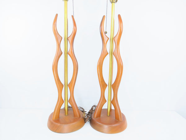edgebrookhouse - Vintage Adrian Pearsall Sculptural Walnut Table Lamp - a Pair