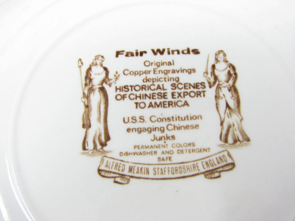 edgebrookhouse - Vintage Alfred Meakin Staffordshire Fair Winds Brown Transferware Salad Plates - 6 Pieces