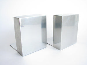 edgebrookhouse - Vintage Aluminum Block Bookends by Smith Metal Arts Company - a Pair